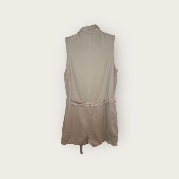 Anthropologie Cloth & Stone Utility Romper Beige Sleeveless With Sash Size Mediu - Picture 5 of 8